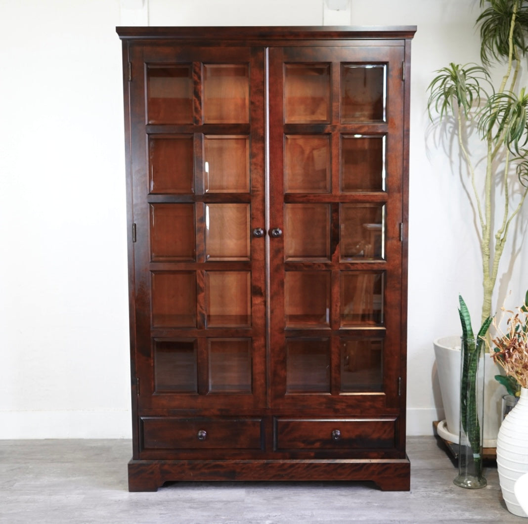 北海道民芸家具 ♯115本箱 本棚 カップボード 飾り棚 食器棚 カバ材