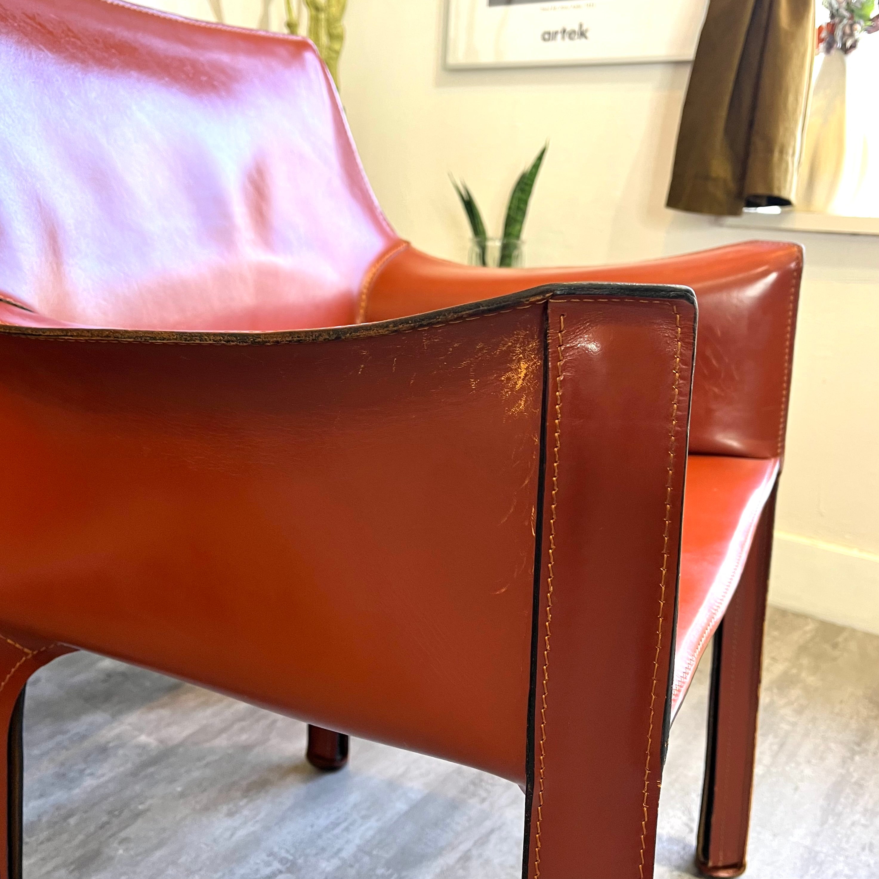 カッシーナ Cassina キャブ CAB アームチェア 413 赤茶 マリオ