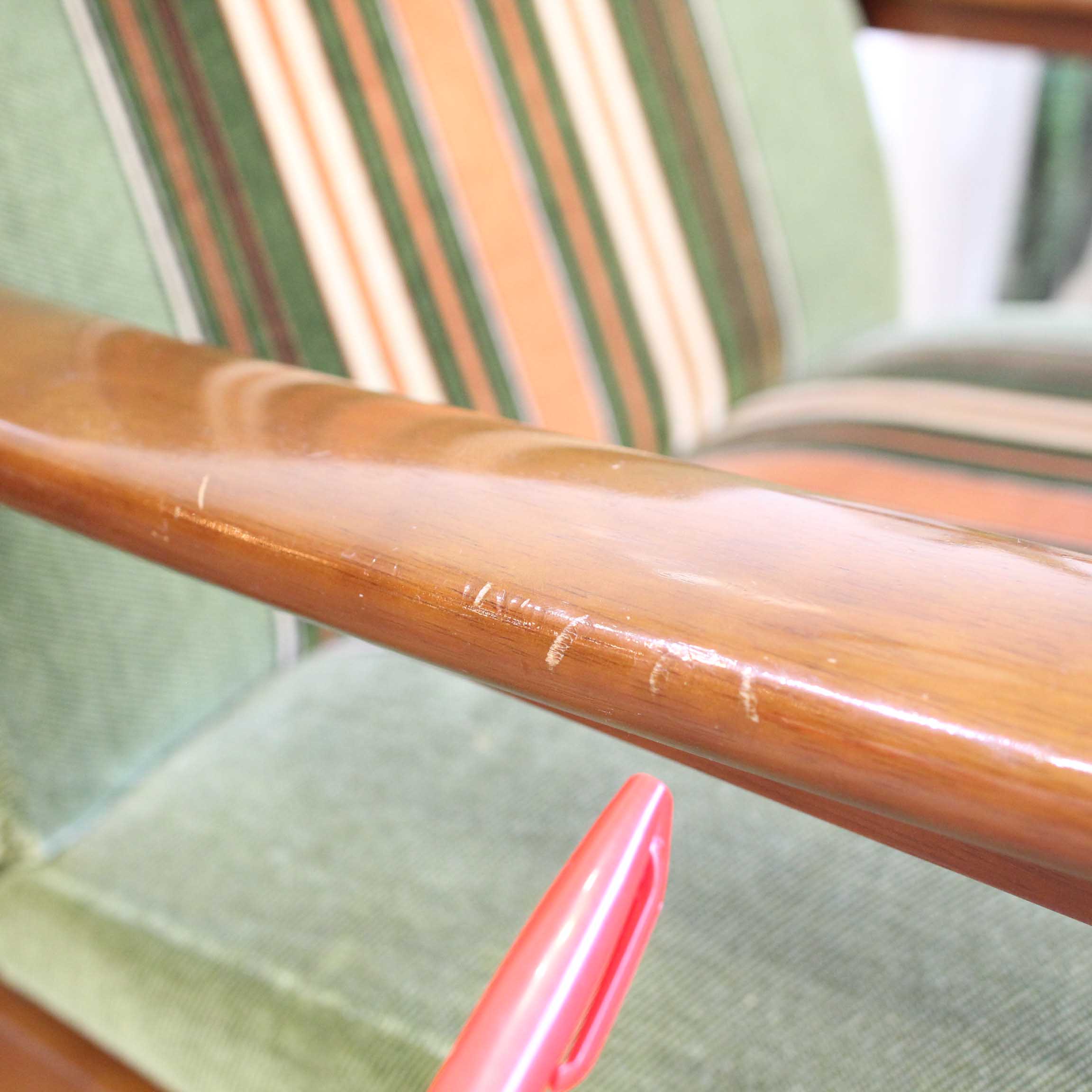 カリモク家具 オールドカリモク Kチェア 1シーター ストライプ