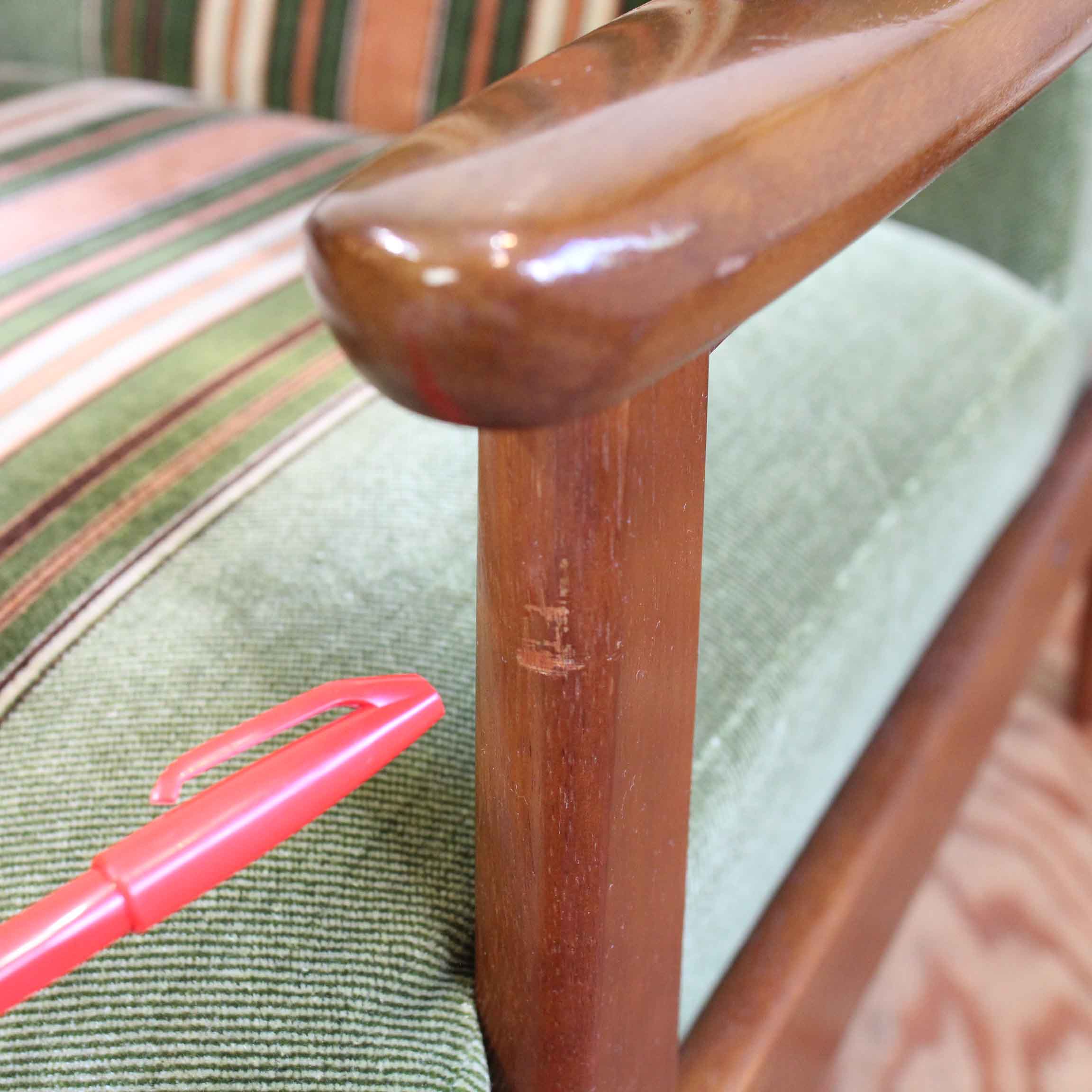 カリモク家具 オールドカリモク Kチェア 1シーター ストライプ