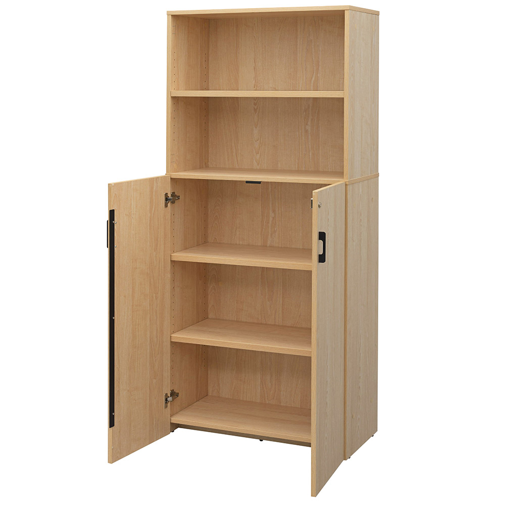 プラン木製シェルフ W800×H1850 ナチュラル×ナチュラル 下部扉付き