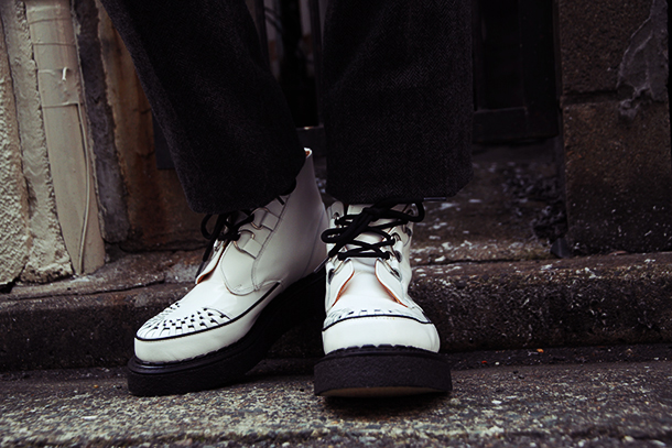 ジョージコックス13327ホワイトレザー ブラックインターレース（No.5