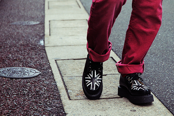 ジョージコックス14477ブラックレザー×ブラックスエード モノトーン