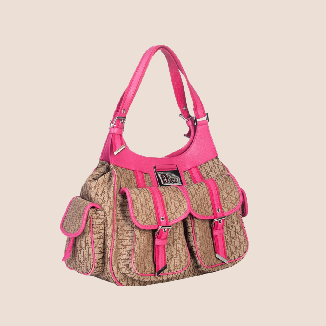 CHRISTIAN DIOR 2005 FUCHSIA PINK MULTIPOCKET DIORISSIMO SHOULDER