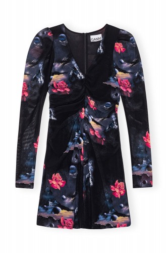 GANNI フローラルジャカード ミニワンピース メタリック DE34 GANNI