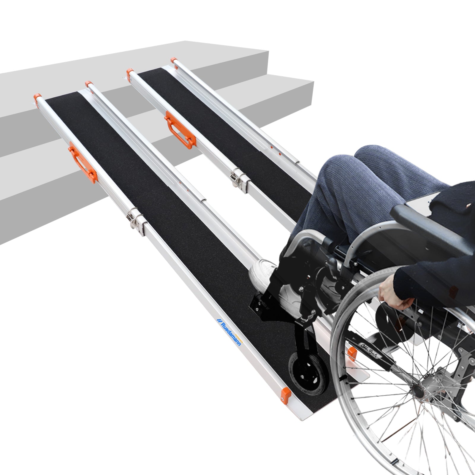 Ruedamann® 車椅子ラダーレール 伸縮アルミスロープ 耐荷重300kg 長さ
