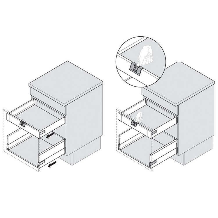 Blum ZIF.80M5 TANDEMBOX Interior Drawer Handle, No Latch, Gray