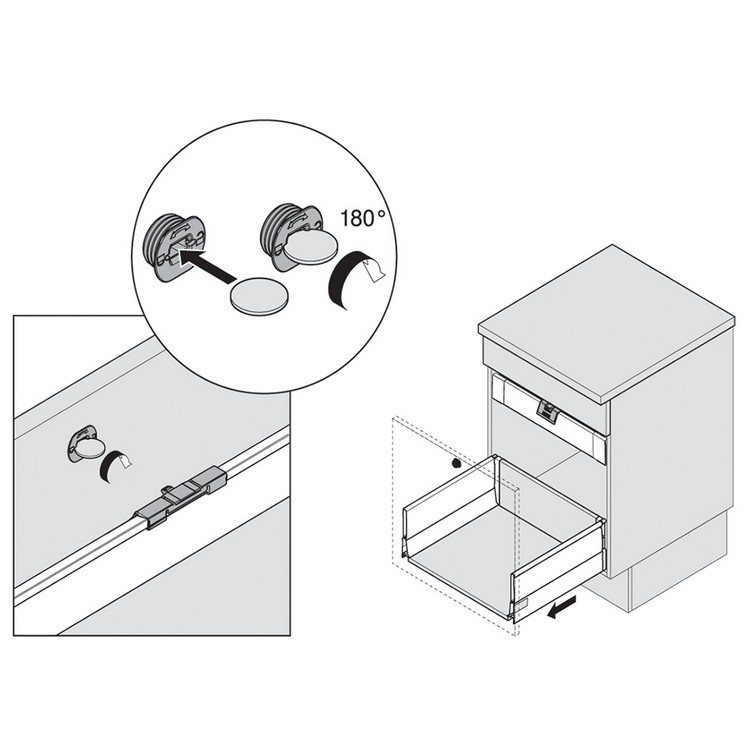 Blum ZIF.80M5 TANDEMBOX Interior Drawer Handle, No Latch, Gray