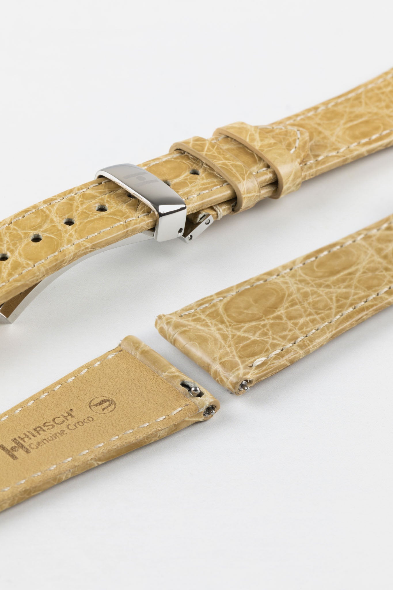 Hirsch Genuine Crocodile Watch Strap | Beige | HirschStraps