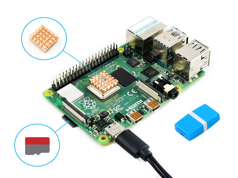 Raspberry Pi 4 Model B Starter Kit, Micro SD Card, Heat Sink