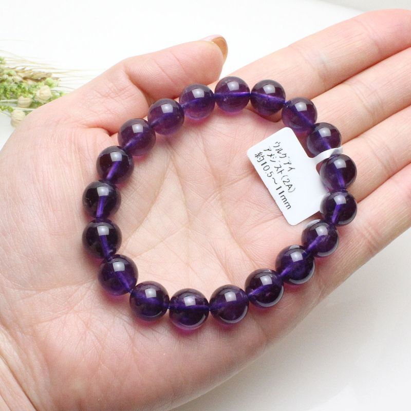 写真現品お届け】10.5-11ミリ ウルグアイ産 アメジスト 紫水晶