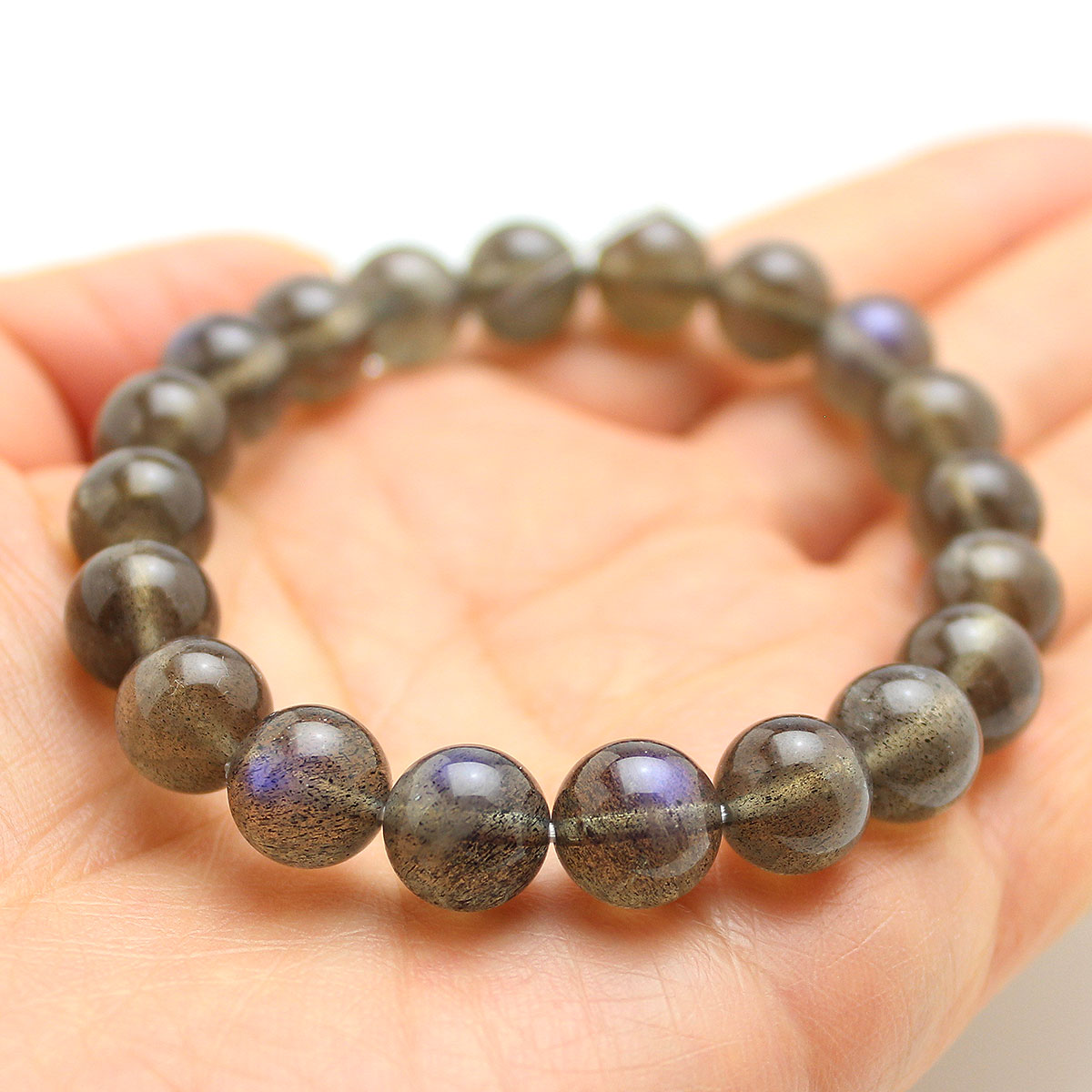 写真現品お届け】9.5ミリ クリアラブラドライト パワーストーン