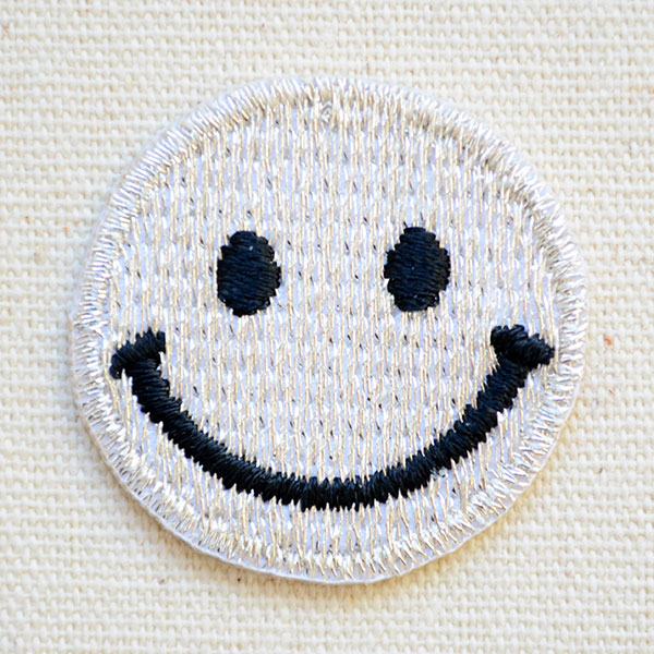 ミニワッペン スマイルマーク/スマイリーフェイス(シルバー