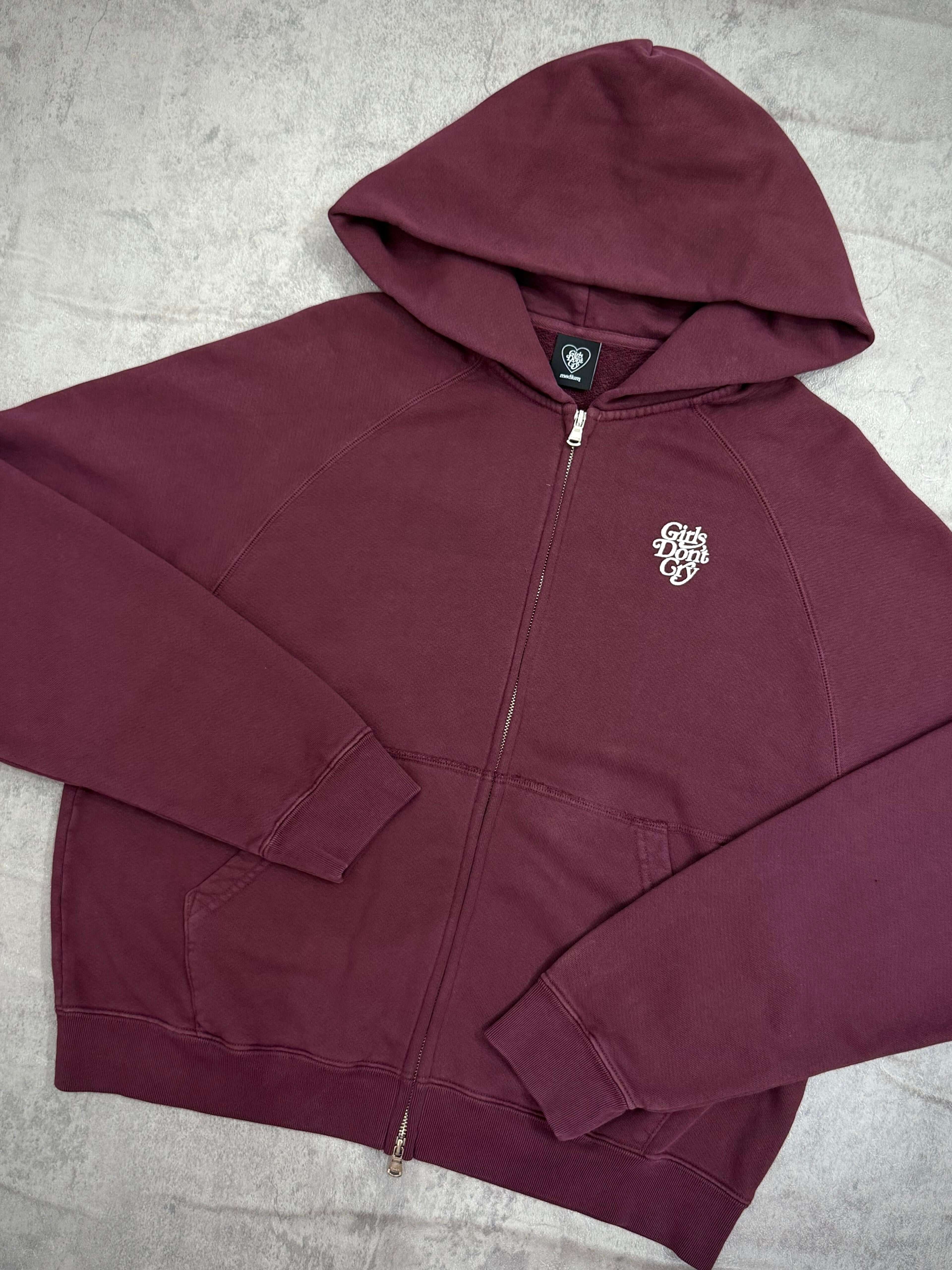 Girls Don't Cry Logo Zip Hoodie - Maroon | In stock