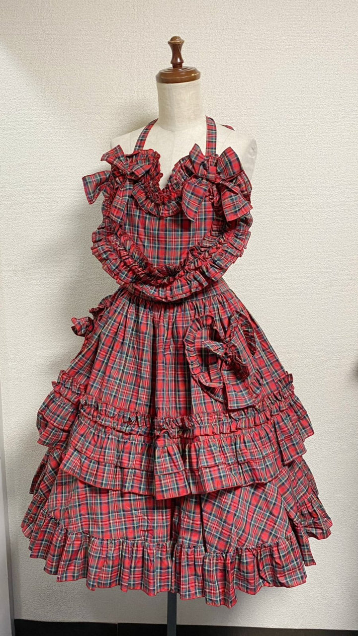 Heart Apron & Circular Skirt Set 【Red Check】 | PhysicalDrop