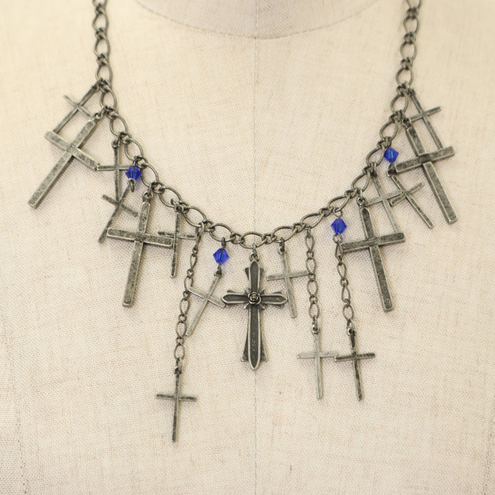USED】M+ROSE×十字架ネックレス（シルバー×青） | Moi-même-Moitié
