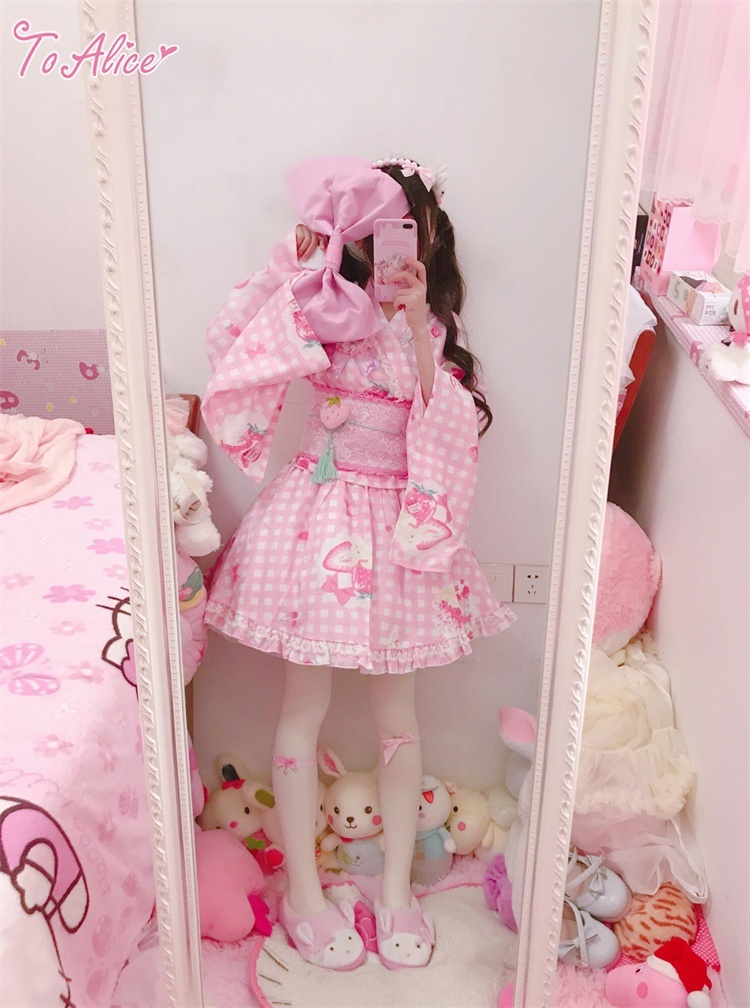 ToAlice】C2167いちごギンガムチェック浴衣セット - To Alice