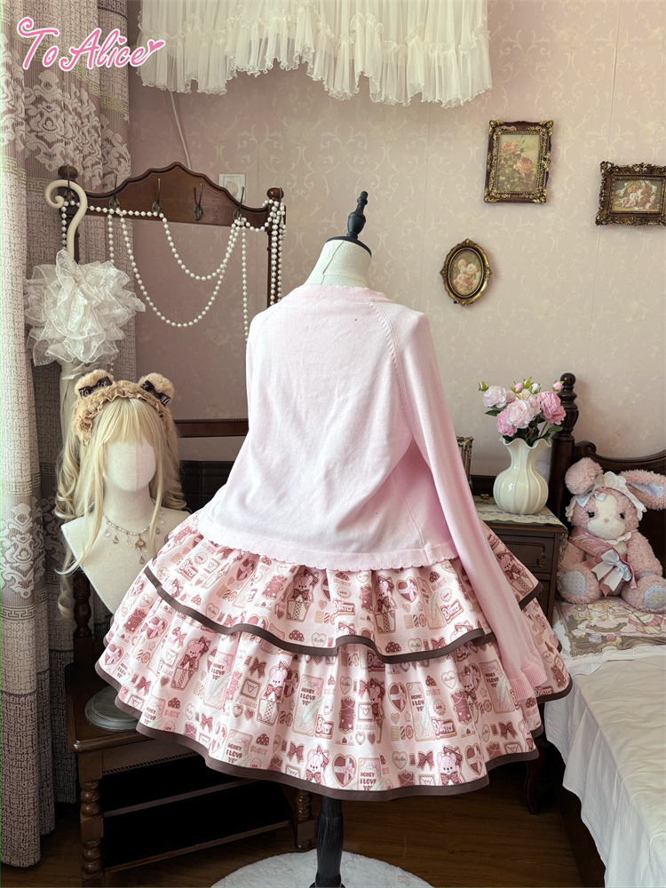 To Alice】L1216チョコ×クッキーベアティアードジャンパースカート