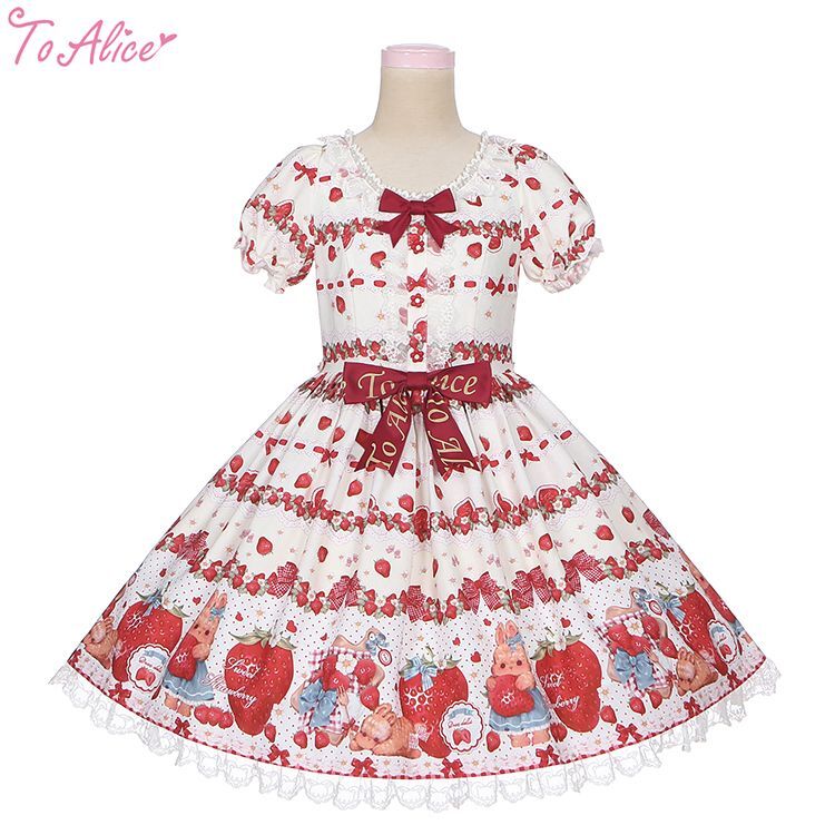 ToAlice】L1211 StrawberryRabbitプリントワンピース - To Alice