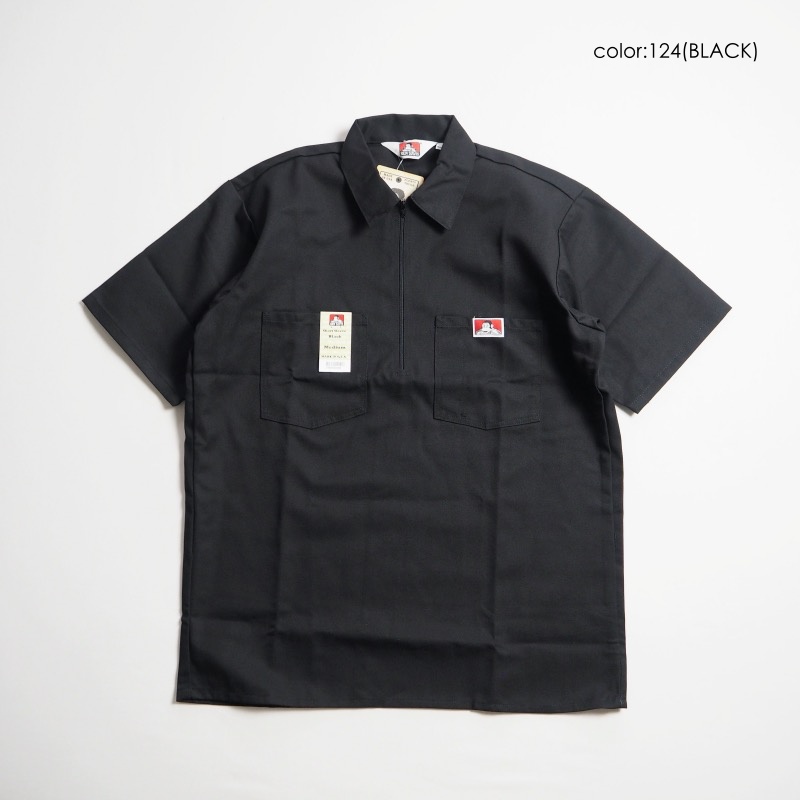 BEN DAVIS ベンデイビス ハーフジップ半袖ワークシャツ SHORT SLEEVE