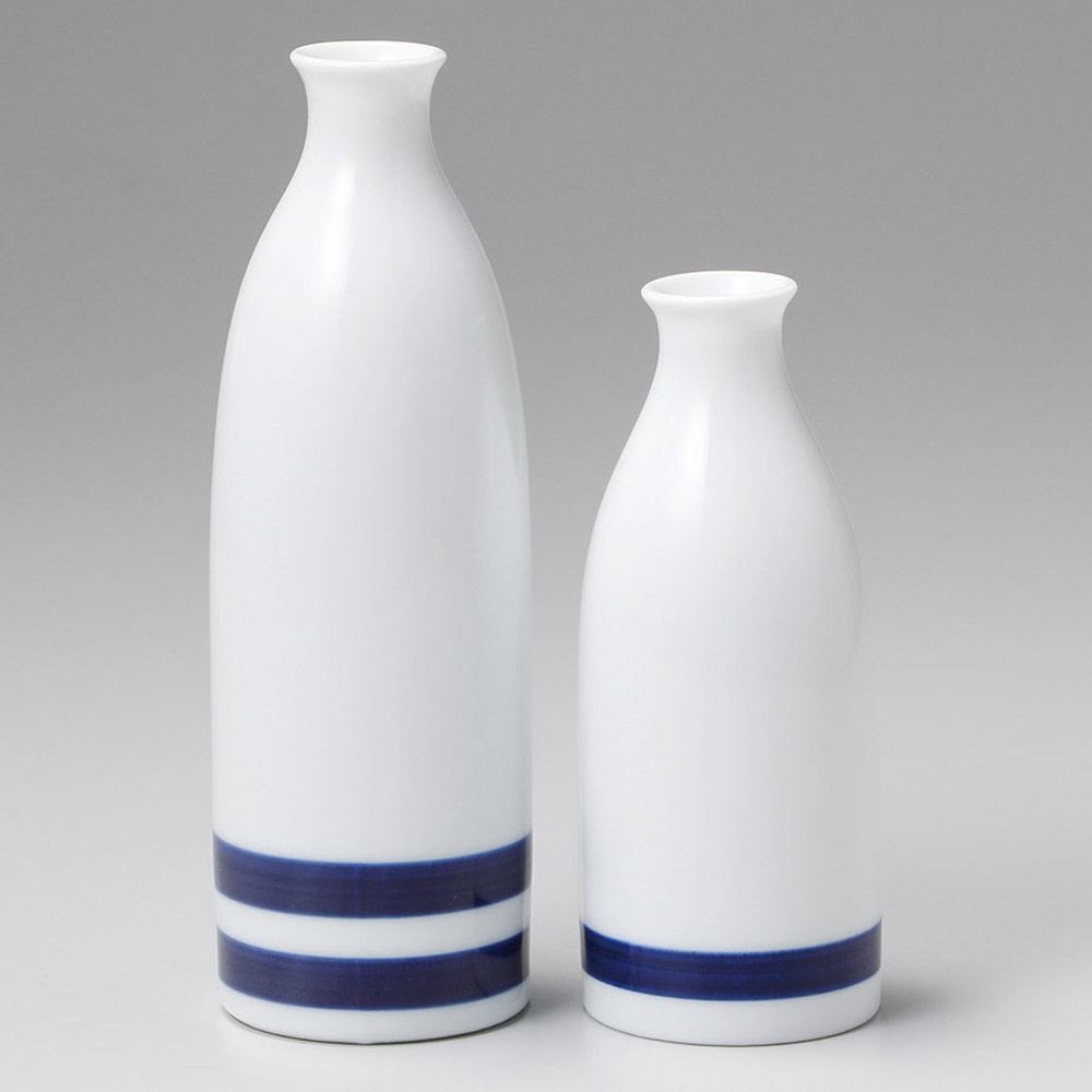 白磁二本線1.5号徳利(左側の大きい方です)(徳利・盃)|食器通販の陶磁庵