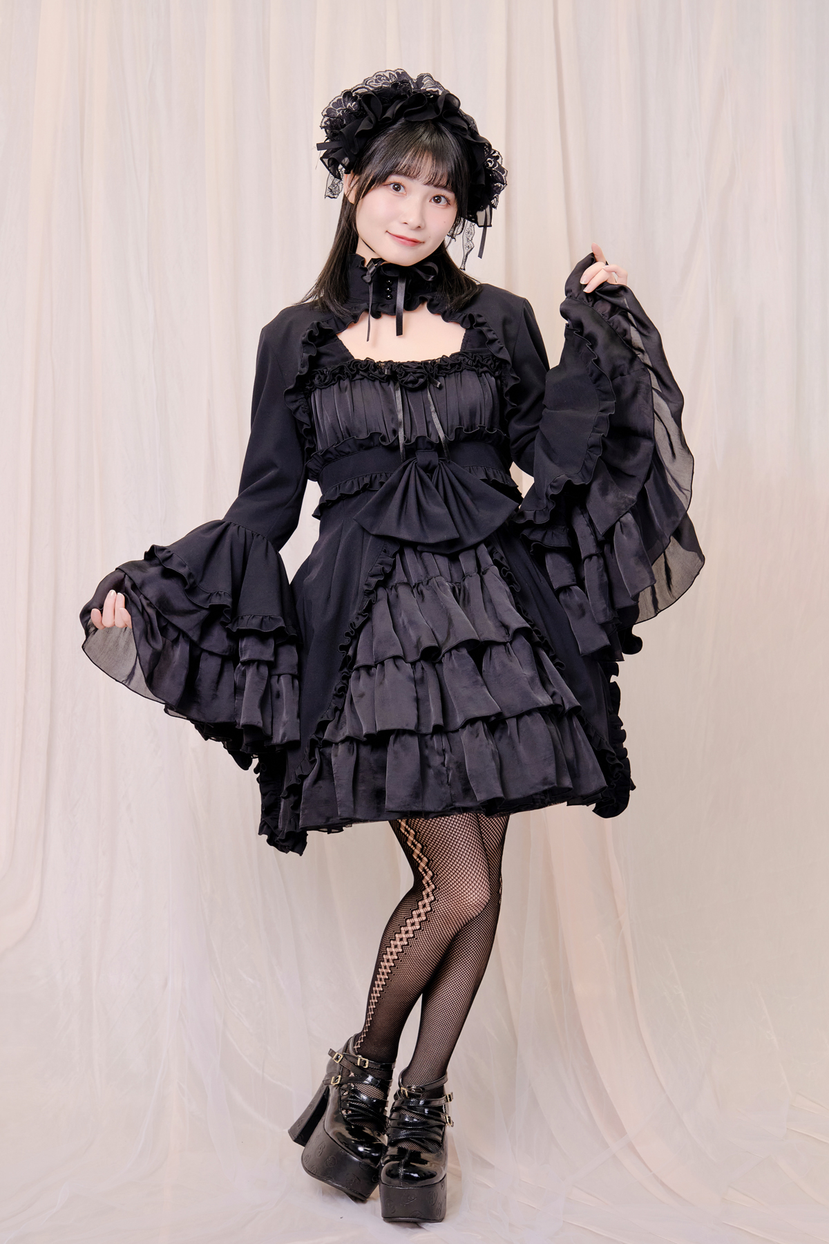 姫袖ボレロ付きデコラティブドレスワンピース 黒｜東京ロリィタ-TOKYO