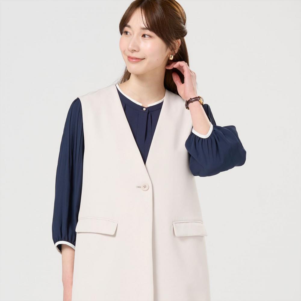 ロングジレ ダブルクロス素材 セットアップ可能 レディース(M アイス