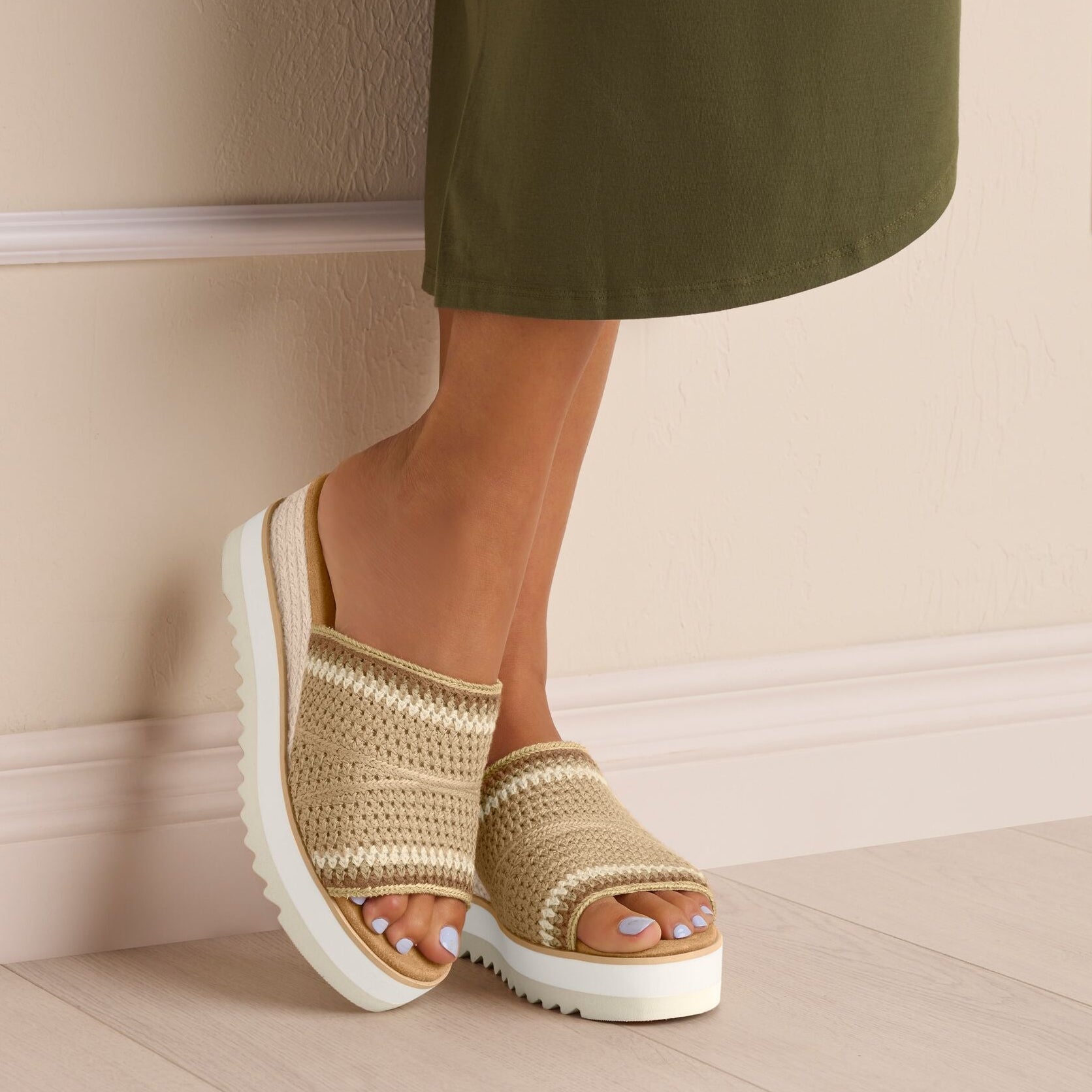 Womens Diana Mule Wedge Sandal Almond Crochet – TOMS.com