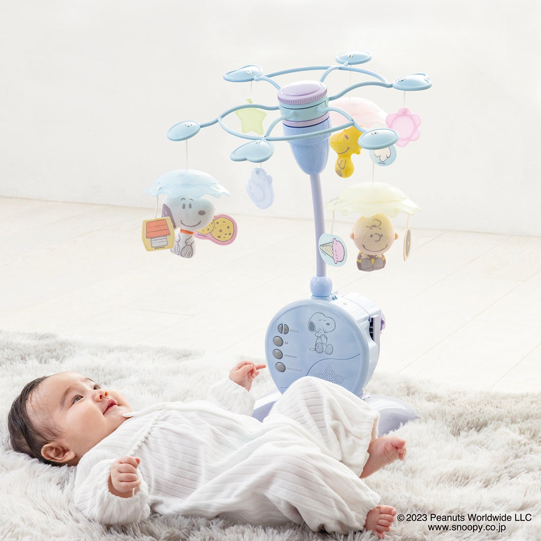 折りたたみベビーベッドにも対応♪ やわらかガラガラメリープレミアム