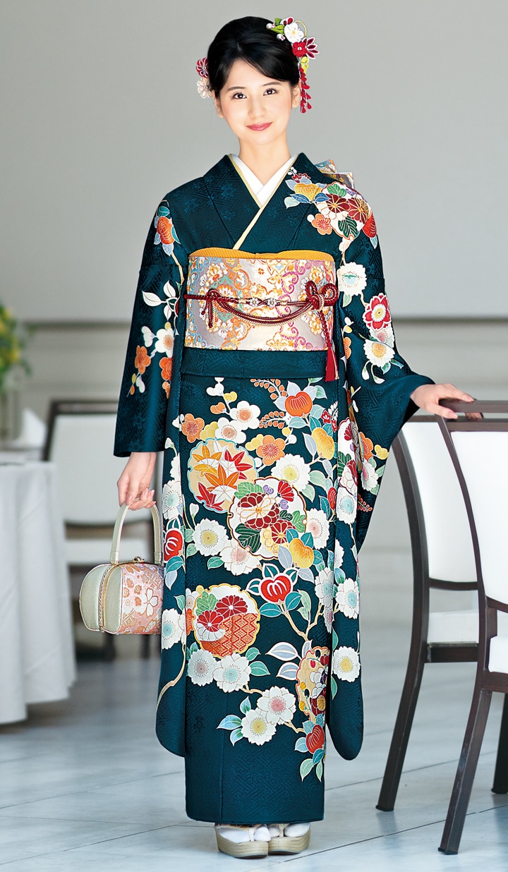 高級振袖6点セット 金彩蝶々振袖 正絹 振袖6点セット 成人式 最