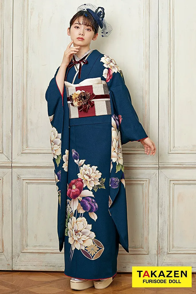 くすみカラーレトロ 紺色/ネイビー 柄少なめ アンティーク調 大正