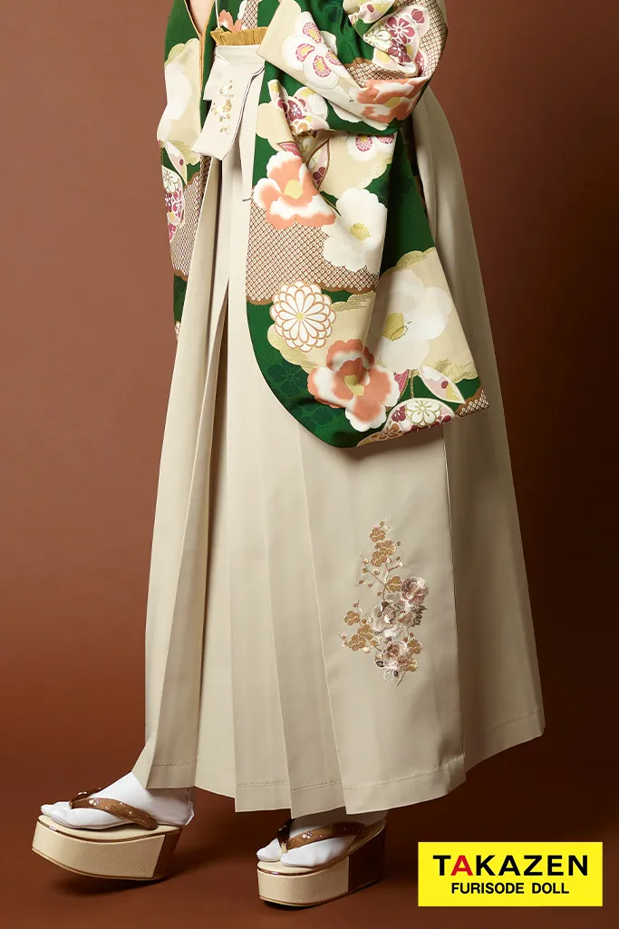 正統派古典 緑/グリーン 椿柄 清楚 王道 人気【通販可】K24008｜卒業式