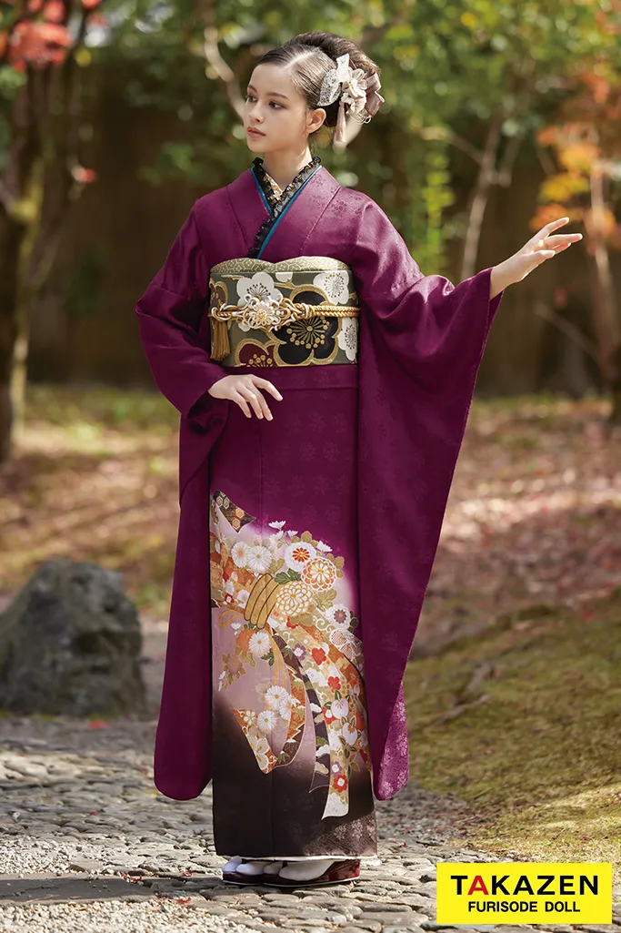 4796 振袖6点フルセット 成人式卒業式結婚式 ふりそで 紫 正絹 胡蝶欄