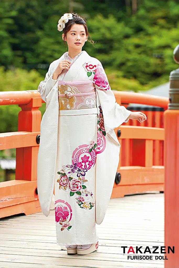 最新作正統派古典 白赤 牡丹柄/大柄 大人っぽい きれいめ 上品 豪華