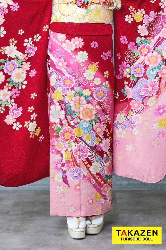 安い！王道正統派古典 赤/ピンク 桜柄 柄小さめ 上品 清楚 かわいい