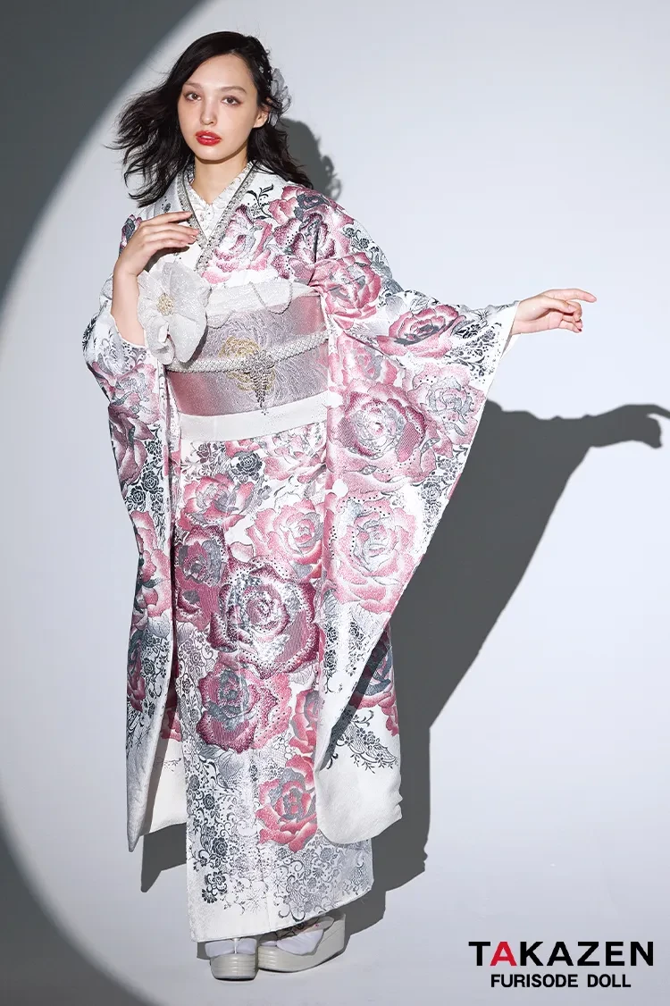 最新作モード 白ピンク バラ柄 一番目立つ 派手かわいい 姫ギャル