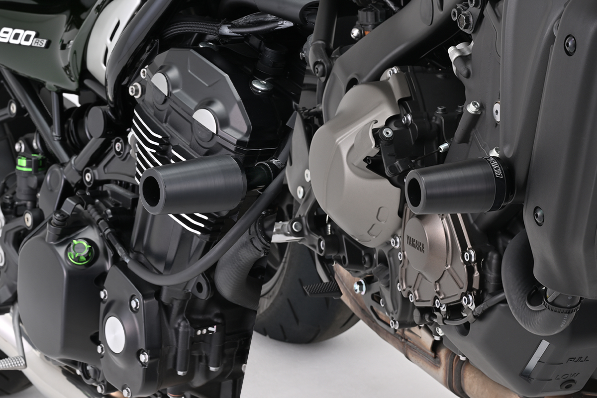 精悍なブラック仕様のZ900RS & XSR900用エンジンスライダーが登場