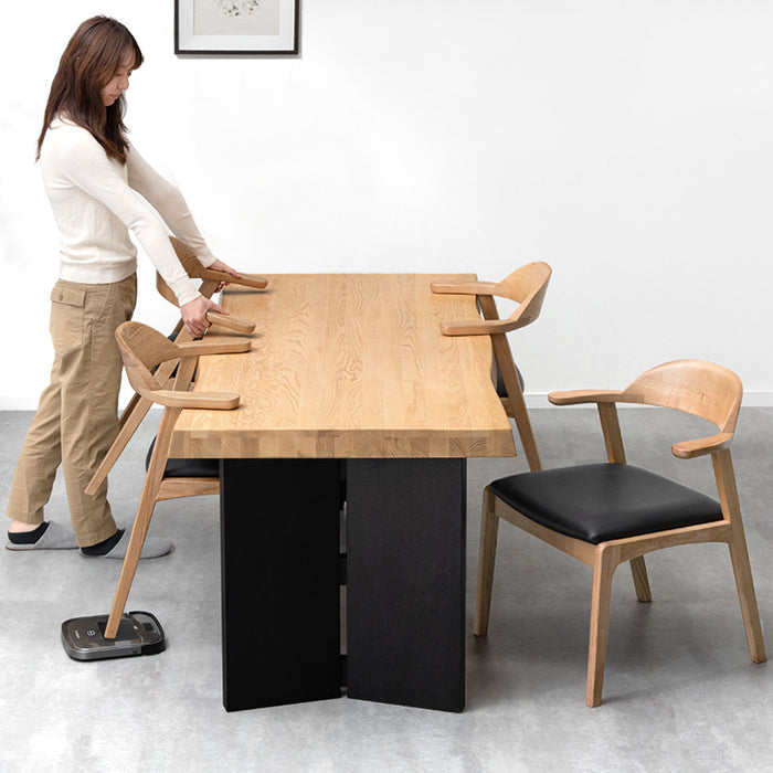 幅160］ダイニングテーブル5点セット 4人掛け 天然木 アッシュ 肘付き