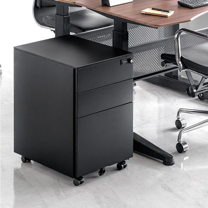 ダイヤル錠 デスクワゴン 3段 キャスター付き 完成品 鍵付き 収納 A4