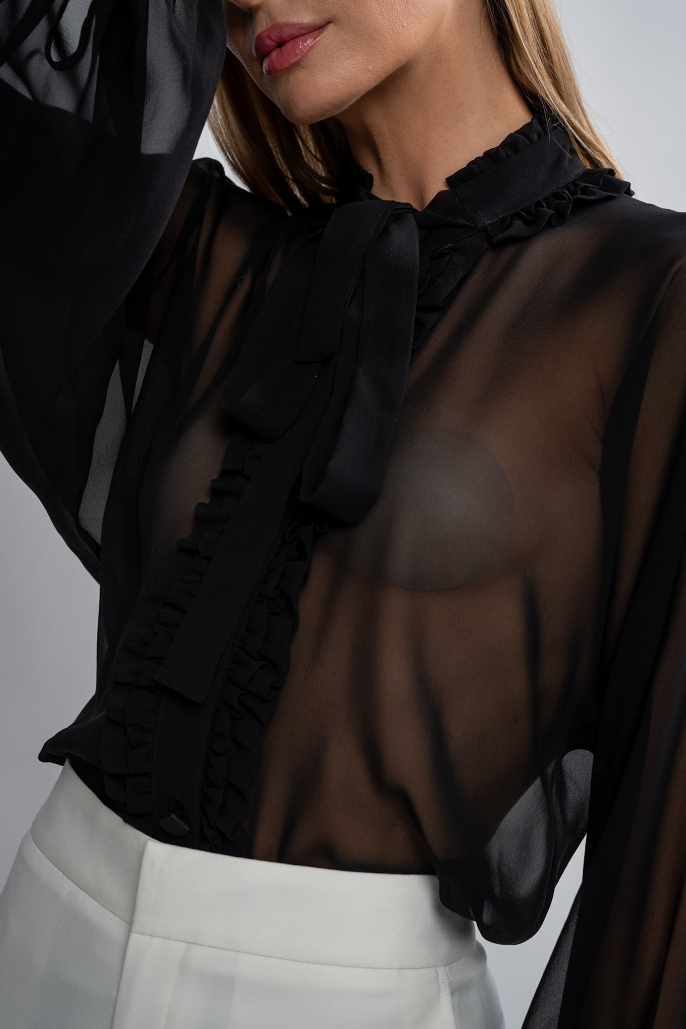 Bow Tie Chiffon Blouse