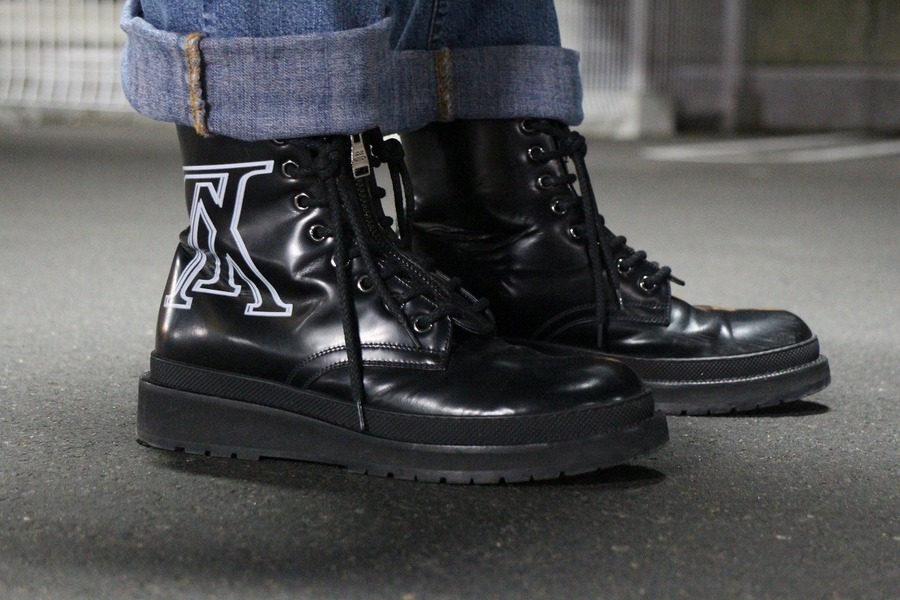 ルイヴィトン黒 レースアップブーツ スクエアトゥ