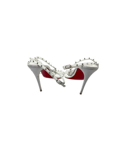 Christian Louboutin White Bombina Spike Strappy Sandals 39.5