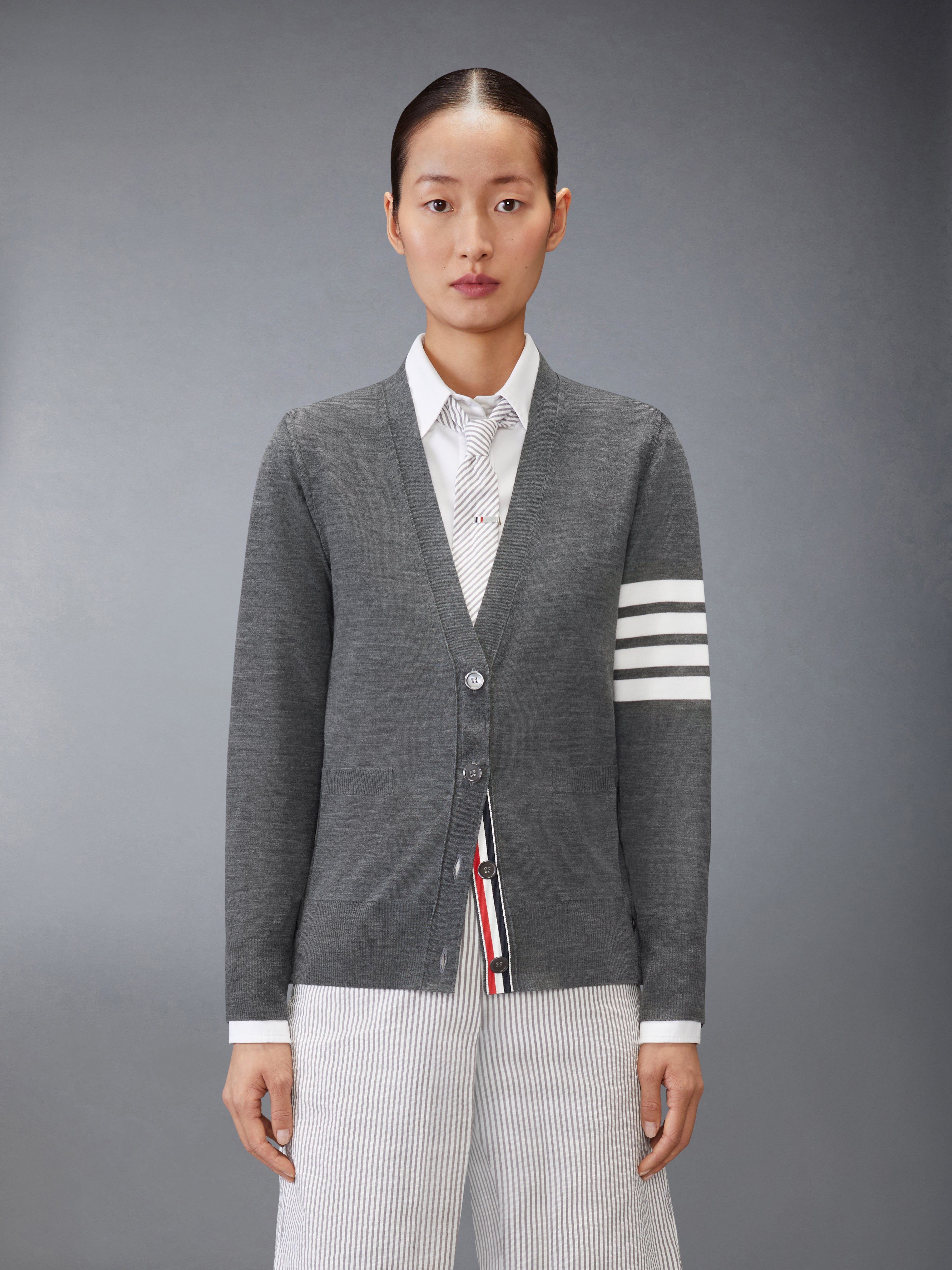 Merino Wool 4-Bar Relaxed Fit Cardigan | Thom Browne