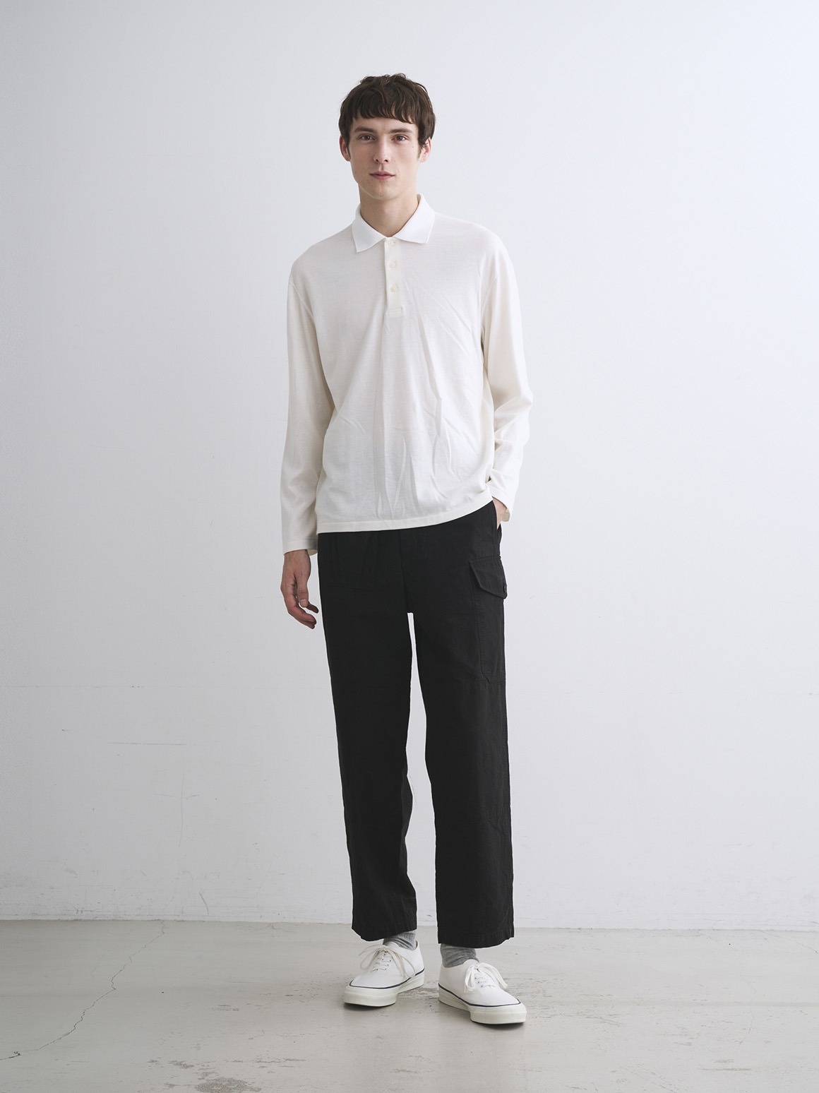 Men's cotton wool l/s polo shirt｜スリードッツ オフィシャル