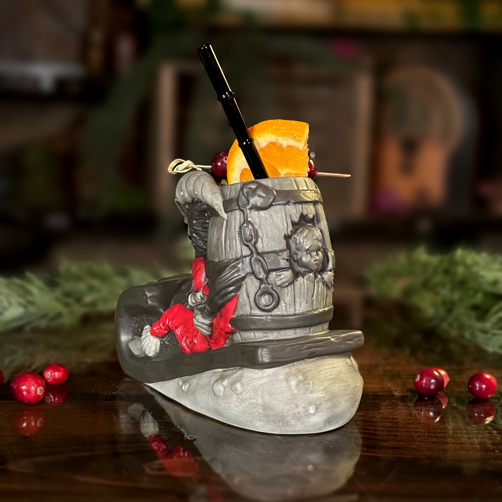 Krampus' Wicked Ride (Coal) - Ceramic Tiki Mug – Tikiland Trading Co.