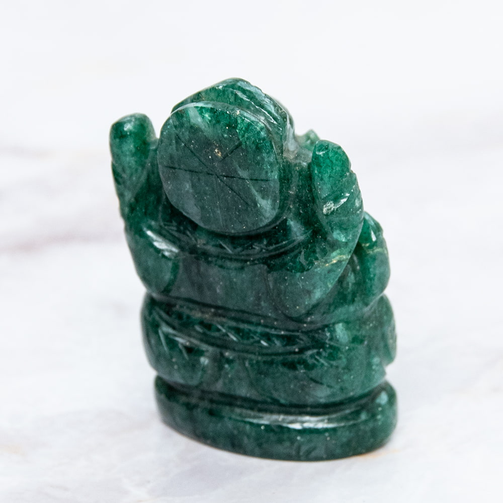 一点物・天然石】手彫りのアングリ・ガネーシャ - インド翡翠 約66g の