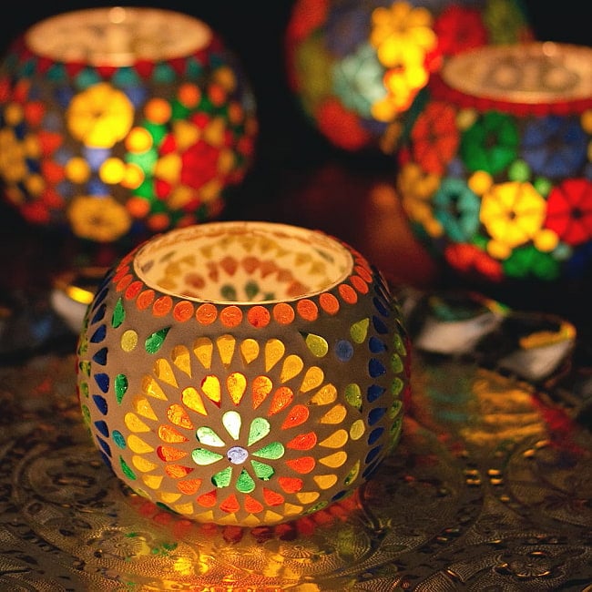 ホワイトモザイクキャンドルホルダー - 花火 小 の通販 - TIRAKITA.COM