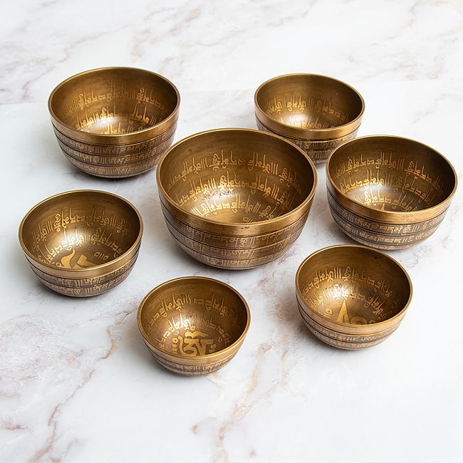 チャクラ シンギングボウルセット 彫り込み仕上 の通販[送料無料