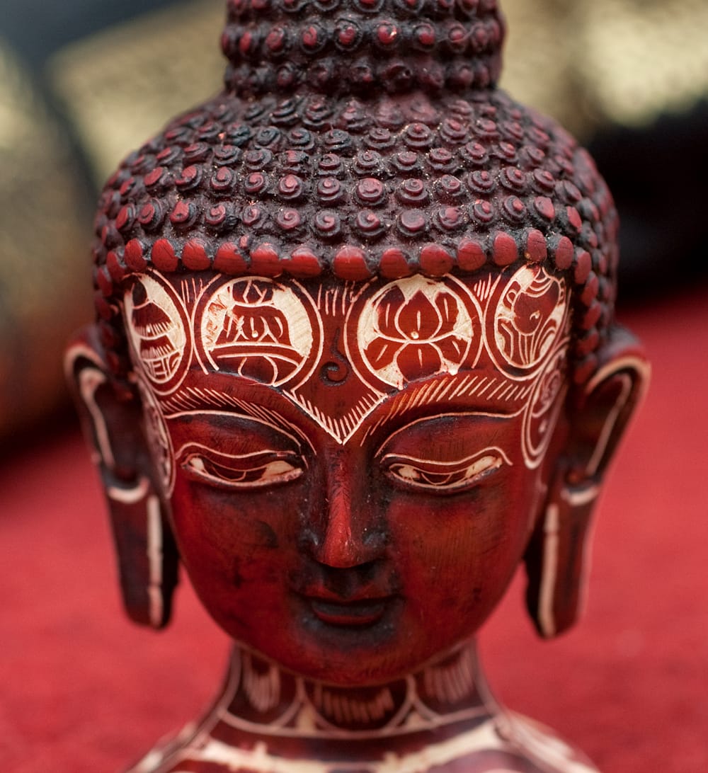 仏像 レジン 神様 ヒンドゥー教 仏教 置物 手彫り模様のブッダ・ヘッド