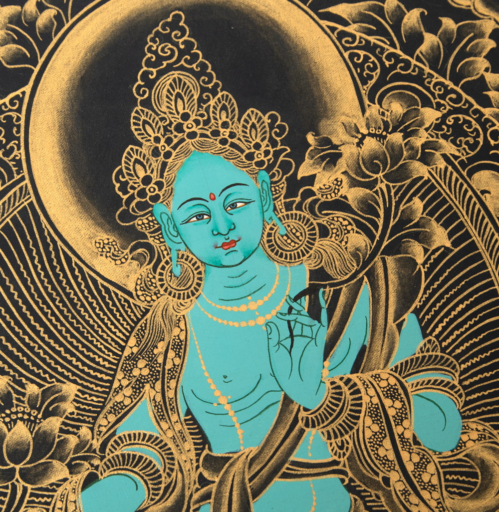 一点物〕タンカ - グリーン・ターラ[30cm x 40cm] の通販[送料無料